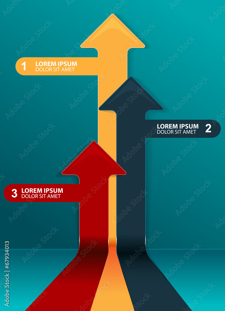 Poster Vector background with three arrows and tabs