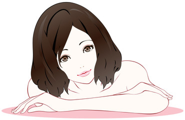 女性　美容　うつ伏せ