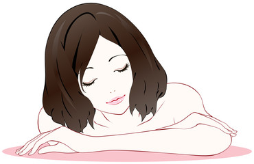 女性　美容　うつ伏せ