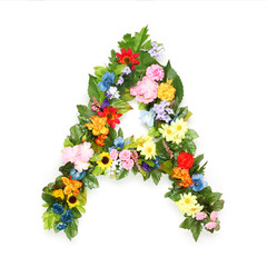 Letters made of leaves and flowers