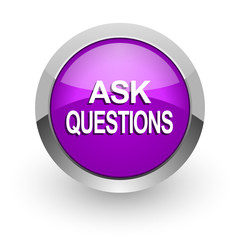 ask questions pink glossy web icon