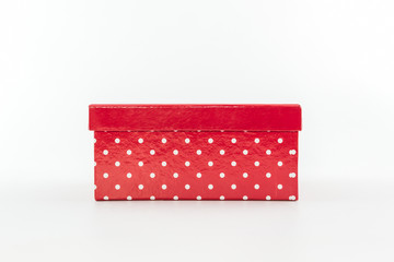 Red polka dots box,with clipping path.