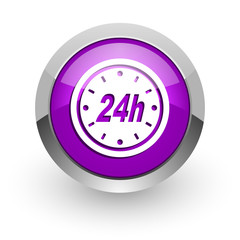 24h pink glossy web icon