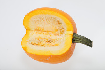 Fresh orange pumpkin isolated on white background