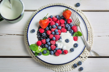 Berry fruits with cream