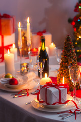 Surprise waiting  for the familly on a Christmas table