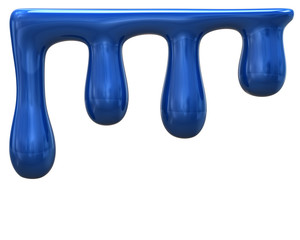 Blue ink drops on white background