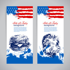 Banners of 4th July backgrounds with American flag.