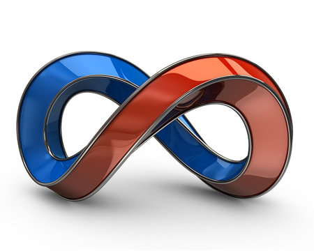 Red and blue infinity symbol