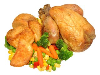 Roast Poussin Chicken Dinner
