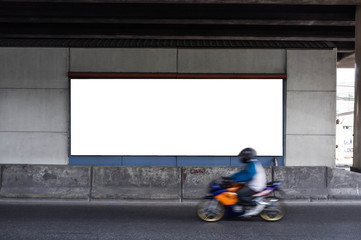 Blank Billboard with Motorcycle