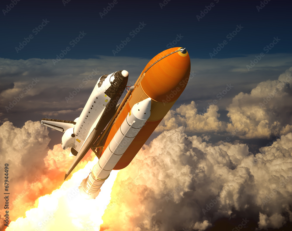 Canvas Prints space shuttle in the clouds
