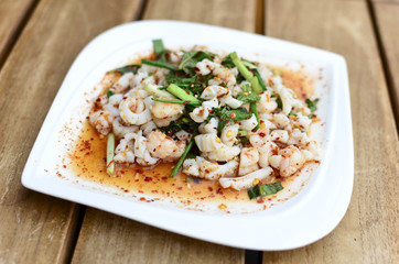 Squid spicy salad with herb