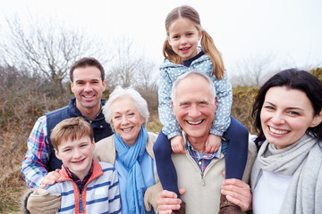 Obraz premium Portrait Of Multi Generation Family On Countryside Walk
