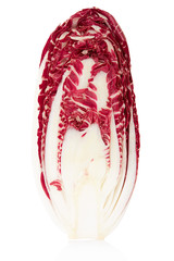 Radicchio section, red salad on white, clipping path