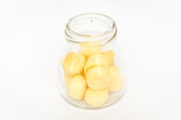 Small cookies in a glass jar