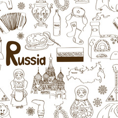 Sketch Russian seamless pattern