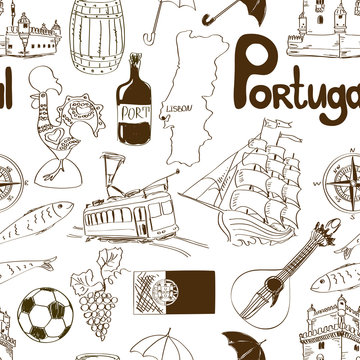 Sketch Portugal seamless pattern