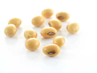the soya beans on white background