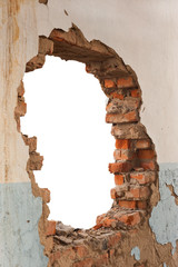 Hole brick wall