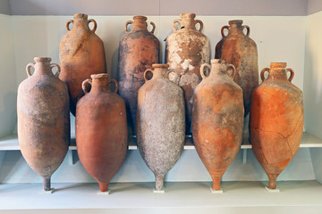 A group of Amphora recovered from the sea in Tuscany