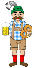 Oktoberfest Bayer mit Bier und Brezel
