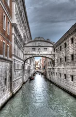 Acrylic prints bridge of sighs in Venice in black and white in HDR