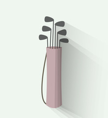 golf bag in a flat style with shadow