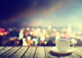 coffee on table in the night city