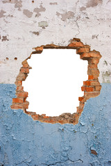 Hole brick wall
