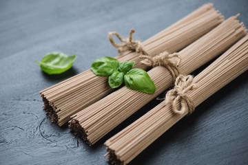 Traditional asian food ingredient &ndash; noodles from buckwheat flour