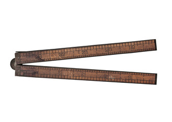 vintage wooden ruler - obrazy, fototapety, plakaty