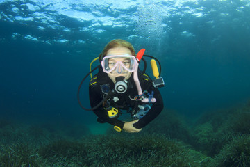 Young Woman Scuba Diving