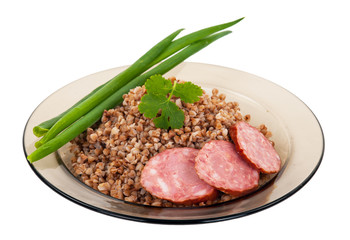 Buckwheat porridge with sausage