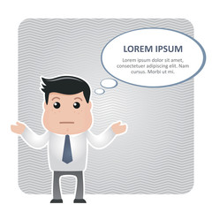 confused man in a tie and a text bubble