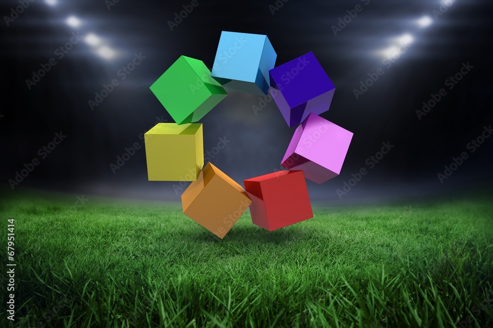 Aufkleber Composite image of 3d colourful cubes in a circle
