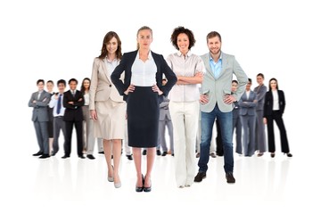 Obraz premium Composite image of business team looking at camera