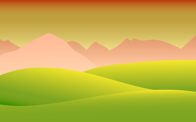 Vector of Landscape sunset field