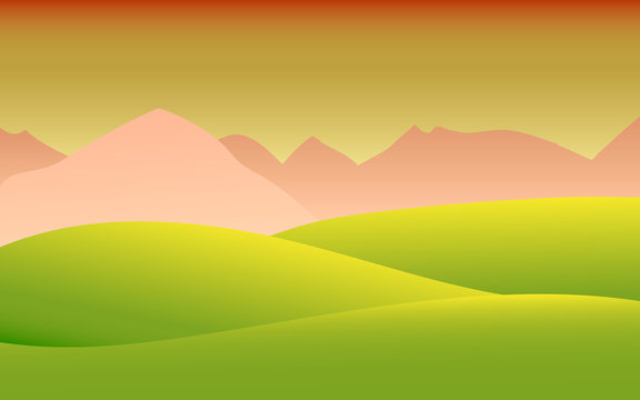 Vector of Landscape sunset field