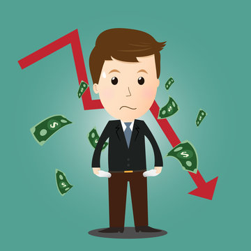 Vector Of Businessman Lost His Money In Investment.concept