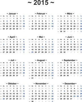 Kalender 2015 mit Feiertage Österreich