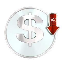 United States Dollar icon with sell analysis