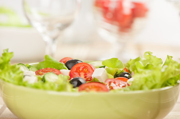 Greek vegetable salad with feta cheese
