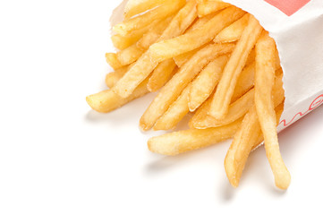 pile of french fries isolated on white