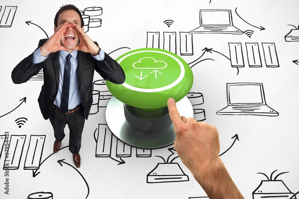 Poster composite image of shouting businessman