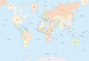 Weltkarte in englischer Sprache