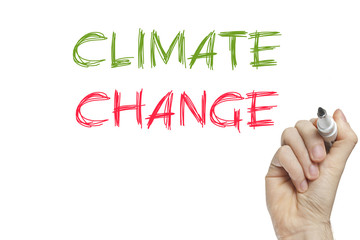 Hand writing climate change