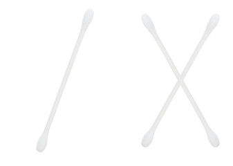 Cotton buds studio iolated on white background.