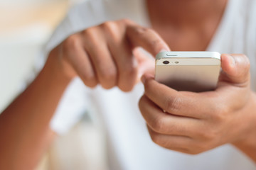 Man using smart phone
