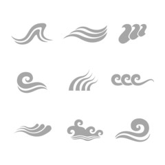 Set of wave symbols for design isolated on white
